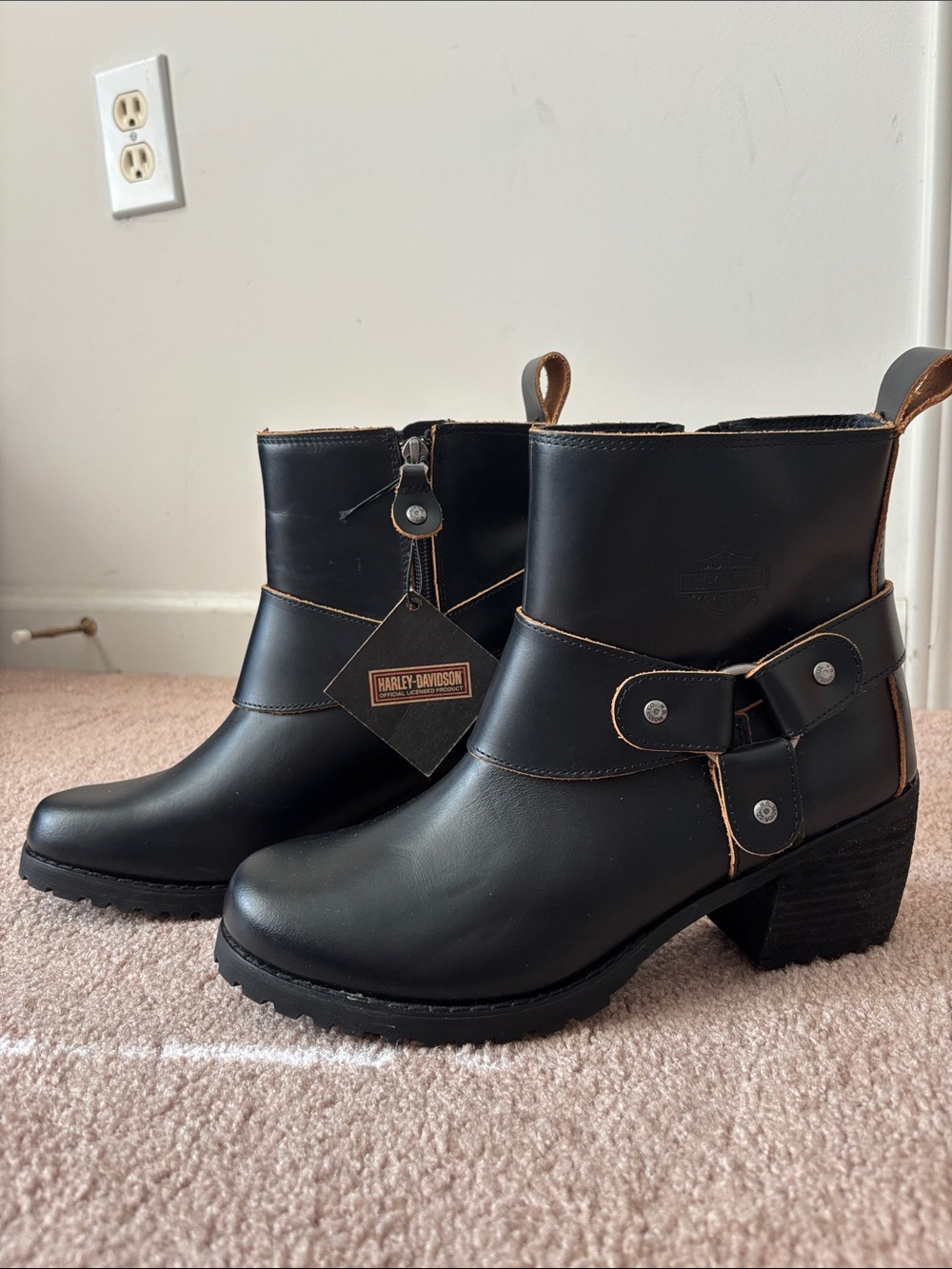 Harley-Davidson Women's Black Leather Ankle Harness Boots